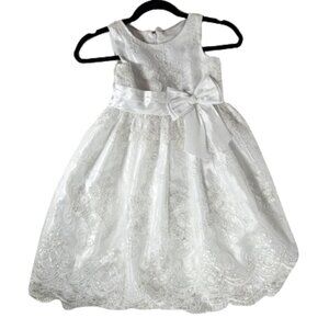 Sorbet White Sleeveless Sequin Formal Dress Girls Size 6X Flower Girl Communion
